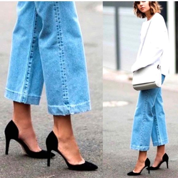 VINCE Suede Celeste D'Orsay Pumps in Black Size 8.5 Pointy Toe Slip On Heel $350 - Picture 13 of 16